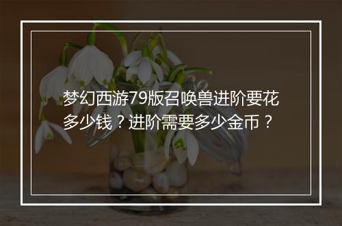 梦幻西游79版召唤兽进阶要花多少钱？进阶需要多少金币？
