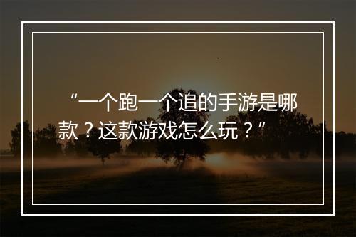 “一个跑一个追的手游是哪款?这款游戏怎么玩?”