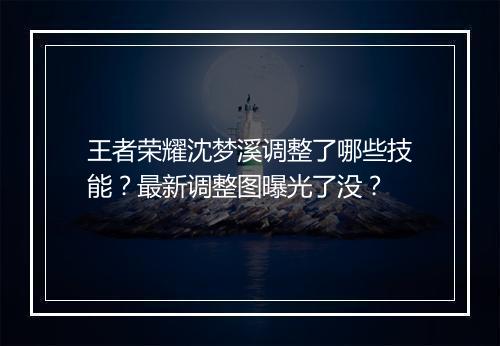 王者荣耀沈梦溪调整了哪些技能？最新调整图曝光了没？