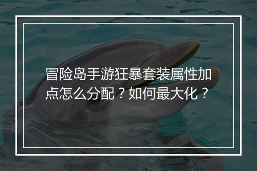 冒险岛手游狂暴套装属性加点怎么分配？如何最大化？