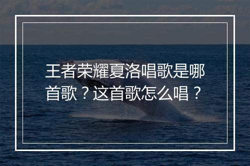 王者荣耀夏洛唱歌是哪首歌？这首歌怎么唱？