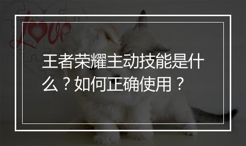 王者荣耀主动技能是什么？如何正确使用？