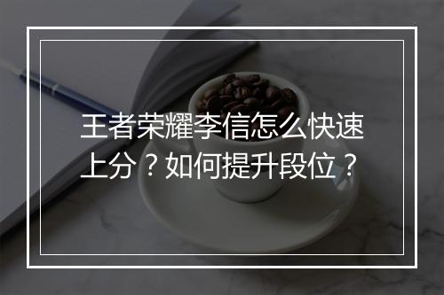 王者荣耀李信怎么快速上分?如何提升段位?
