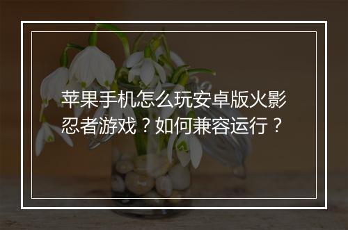 苹果手机怎么玩安卓版火影忍者游戏？如何兼容运行？