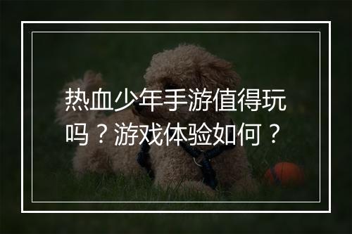 热血少年手游值得玩吗?游戏体验如何?