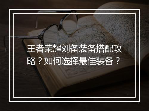 王者荣耀刘备装备搭配攻略？如何选择最佳装备？
