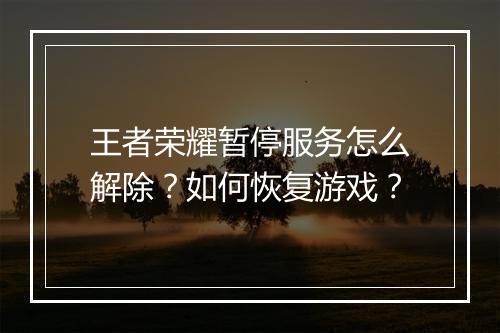 王者荣耀暂停服务怎么解除？如何恢复游戏？