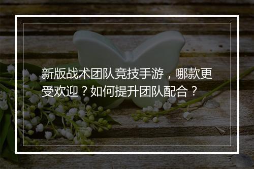新版战术团队竞技手游,哪款更受欢迎?如何提升团队配合?