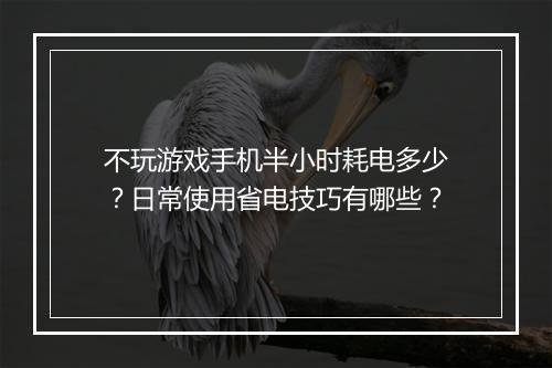 不玩游戏手机半小时耗电多少?日常使用省电技巧有哪些?