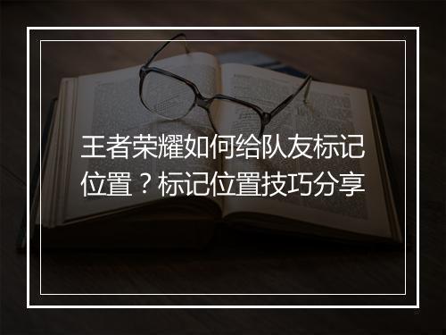 王者荣耀如何给队友标记位置？标记位置技巧分享