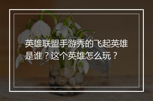 英雄联盟手游秀的飞起英雄是谁？这个英雄怎么玩？