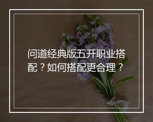 问道经典版五开职业搭配？如何搭配更合理？