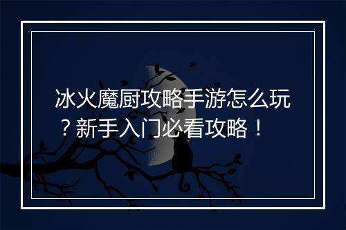冰火魔厨攻略手游怎么玩？新手入门必看攻略！