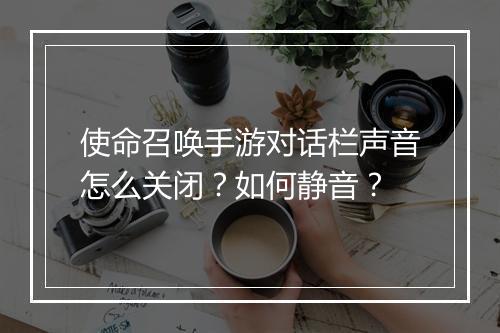 使命召唤手游对话栏声音怎么关闭？如何静音？