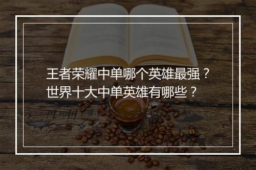 王者荣耀中单哪个英雄最强？世界十大中单英雄有哪些？