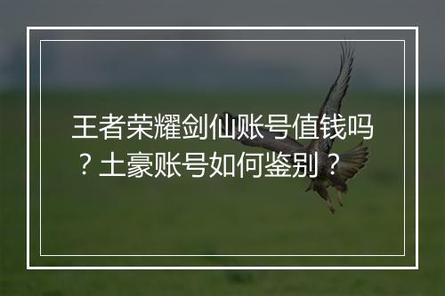 王者荣耀剑仙账号值钱吗？土豪账号如何鉴别？