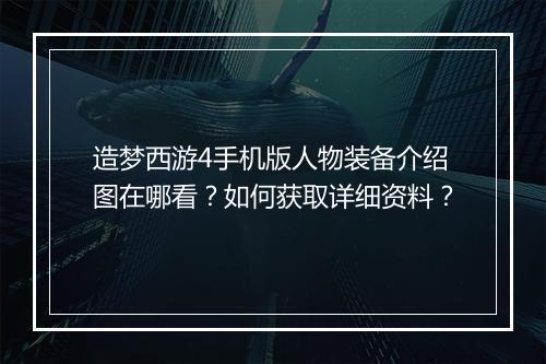 造梦西游4手机版人物装备介绍图在哪看？如何获取详细资料？