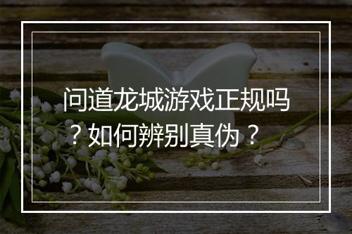 问道龙城游戏正规吗？如何辨别真伪？