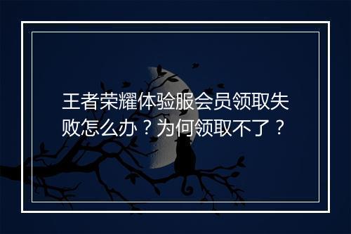 王者荣耀体验服会员领取失败怎么办？为何领取不了？