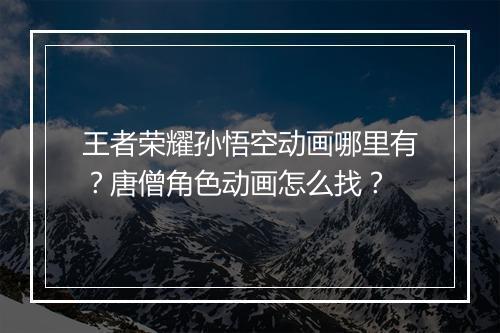 王者荣耀孙悟空动画哪里有？唐僧角色动画怎么找？
