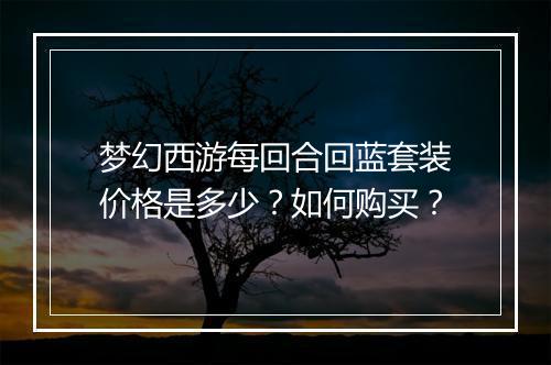 梦幻西游每回合回蓝套装价格是多少？如何购买？
