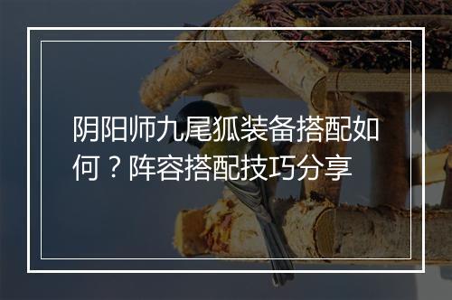 阴阳师九尾狐装备搭配如何？阵容搭配技巧分享