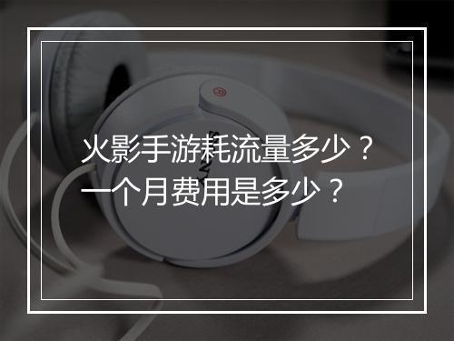 火影手游耗流量多少？一个月费用是多少？