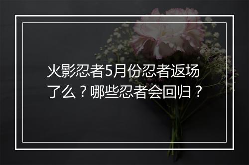 火影忍者5月份忍者返场了么？哪些忍者会回归？