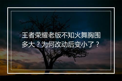 王者荣耀老版不知火舞胸围多大？为何改动后变小了？