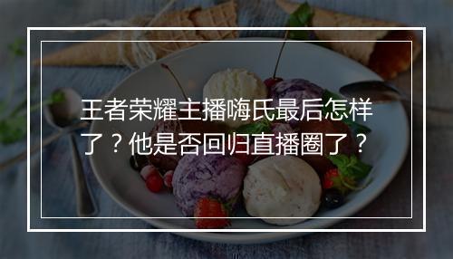 王者荣耀主播嗨氏最后怎样了？他是否回归直播圈了？