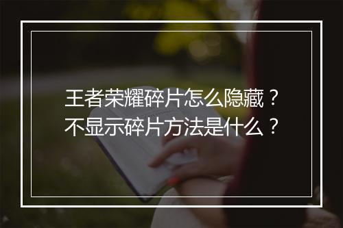 王者荣耀碎片怎么隐藏？不显示碎片方法是什么？