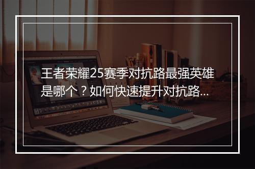 王者荣耀25赛季对抗路最强英雄是哪个？如何快速提升对抗路实力？