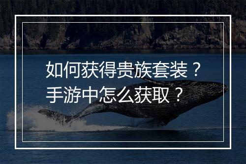 如何获得贵族套装？手游中怎么获取？