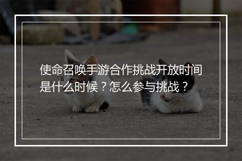 使命召唤手游合作挑战开放时间是什么时候？怎么参与挑战？