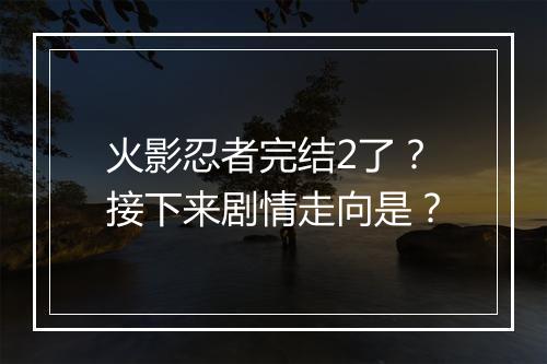 火影忍者完结2了？接下来剧情走向是？
