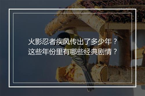 火影忍者疾风传出了多少年？这些年份里有哪些经典剧情？