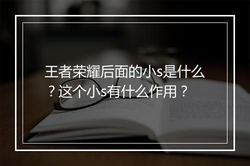 王者荣耀后面的小s是什么？这个小s有什么作用？