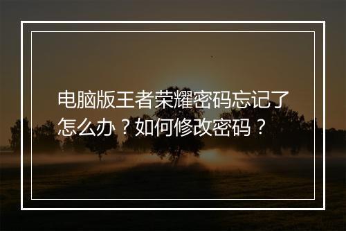 电脑版王者荣耀密码忘记了怎么办？如何修改密码？