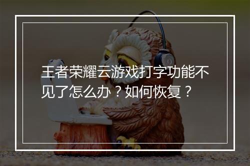 王者荣耀云游戏打字功能不见了怎么办？如何恢复？