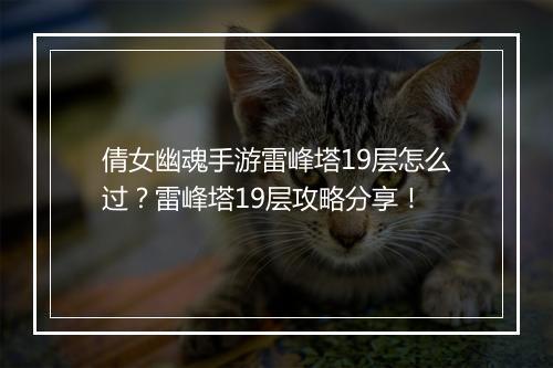 倩女幽魂手游雷峰塔19层怎么过？雷峰塔19层攻略分享！