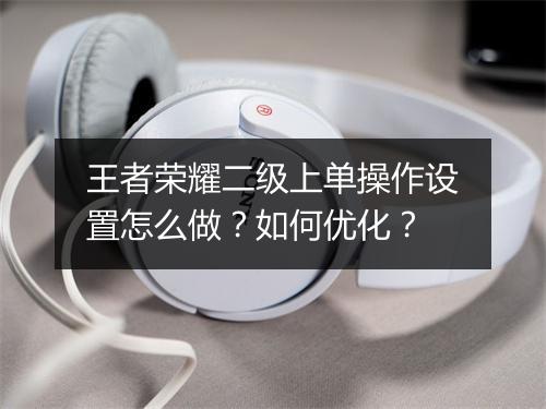 王者荣耀二级上单操作设置怎么做？如何优化？