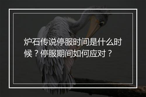 炉石传说停服时间是什么时候？停服期间如何应对？