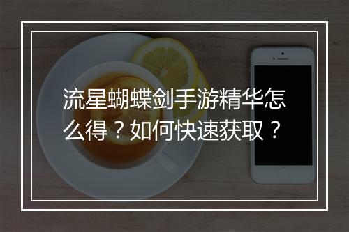 流星蝴蝶剑手游精华怎么得？如何快速获取？