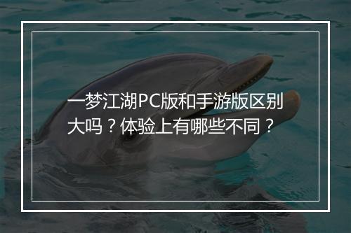 一梦江湖PC版和手游版区别大吗？体验上有哪些不同？