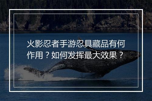 火影忍者手游忍具藏品有何作用？如何发挥最大效果？
