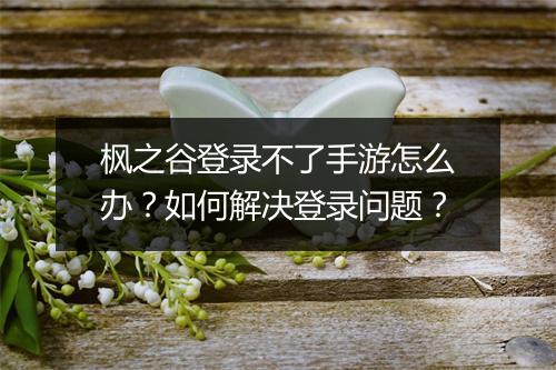 枫之谷登录不了手游怎么办？如何解决登录问题？