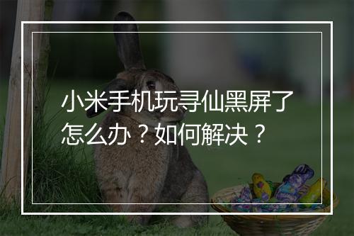 小米手机玩寻仙黑屏了怎么办？如何解决？