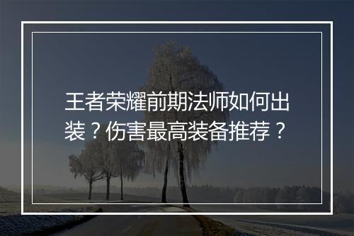 王者荣耀前期法师如何出装？伤害最高装备推荐？