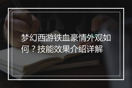 梦幻西游铁血豪情外观如何？技能效果介绍详解