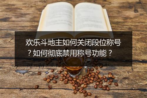 欢乐斗地主如何关闭段位称号？如何彻底禁用称号功能？